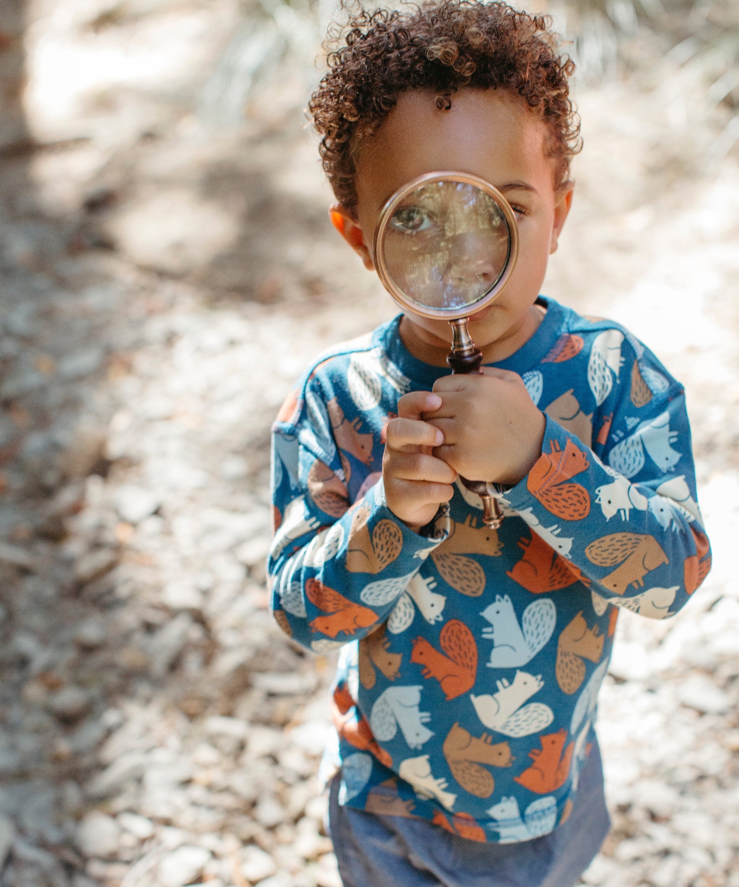 Bamboo Blend Crewneck L/S Shirt - Squirrel Scurry