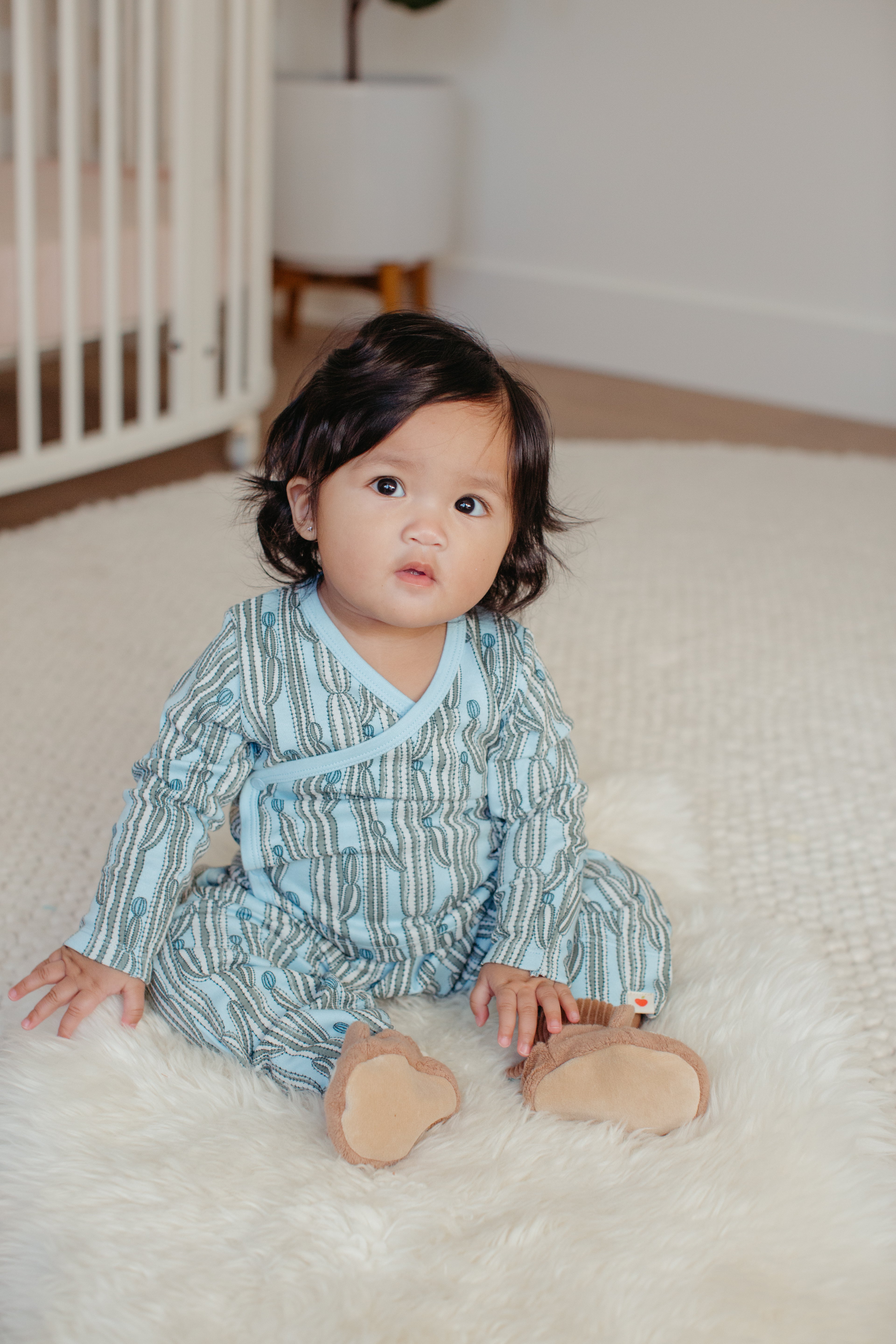 Bamboo Blend Wrap-Front Long Sleeve Layette Jacket - Blooming Saguaro