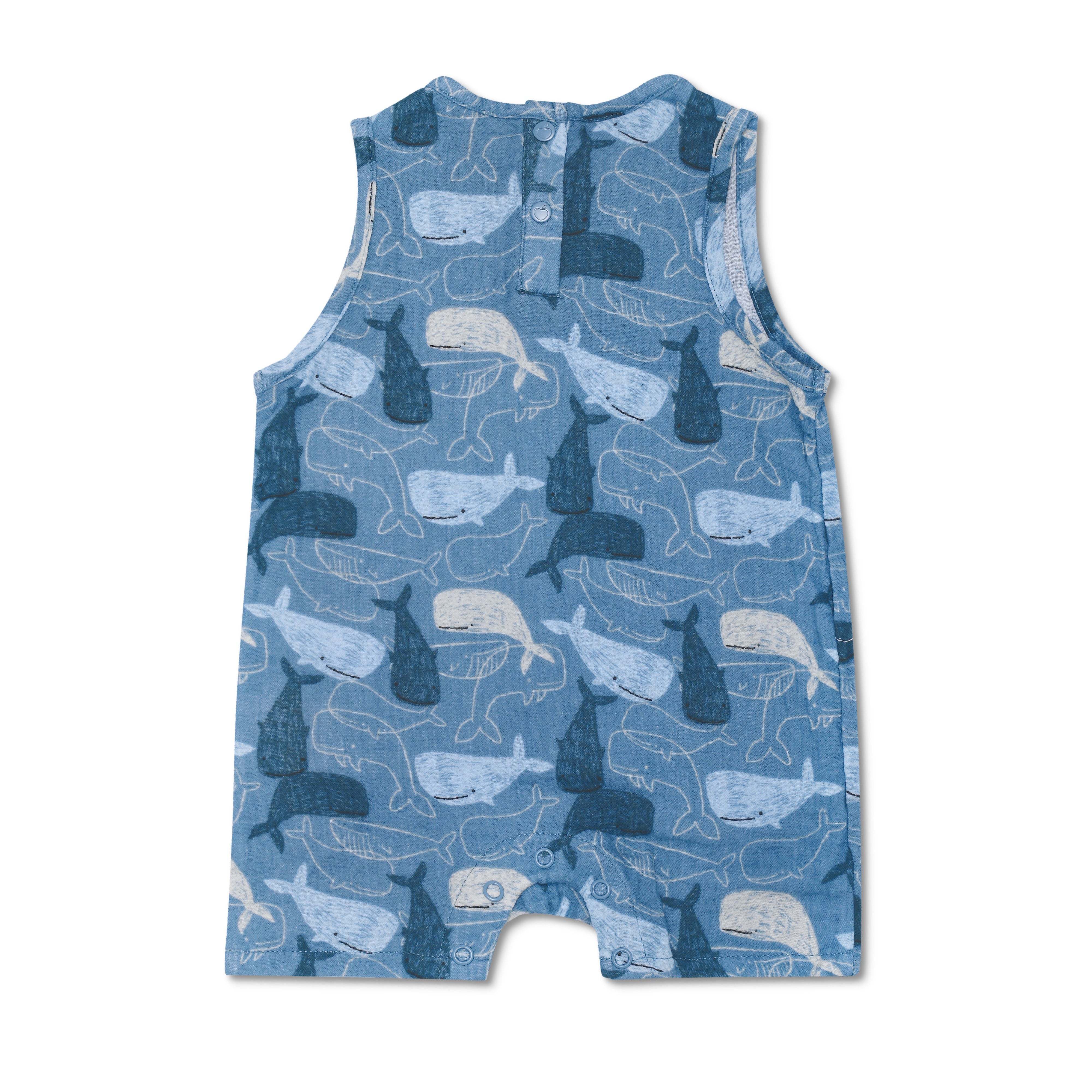 Muslin Sleeveless Coverall - Whale Tales