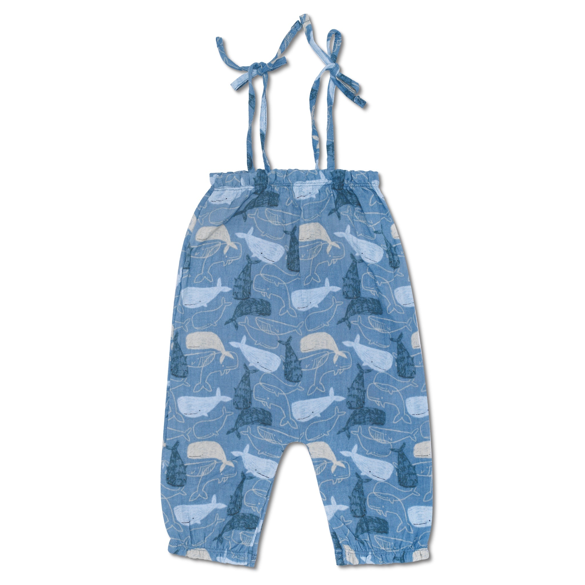 Muslin Tie Shoulder Jumpsuit - Whale Tales