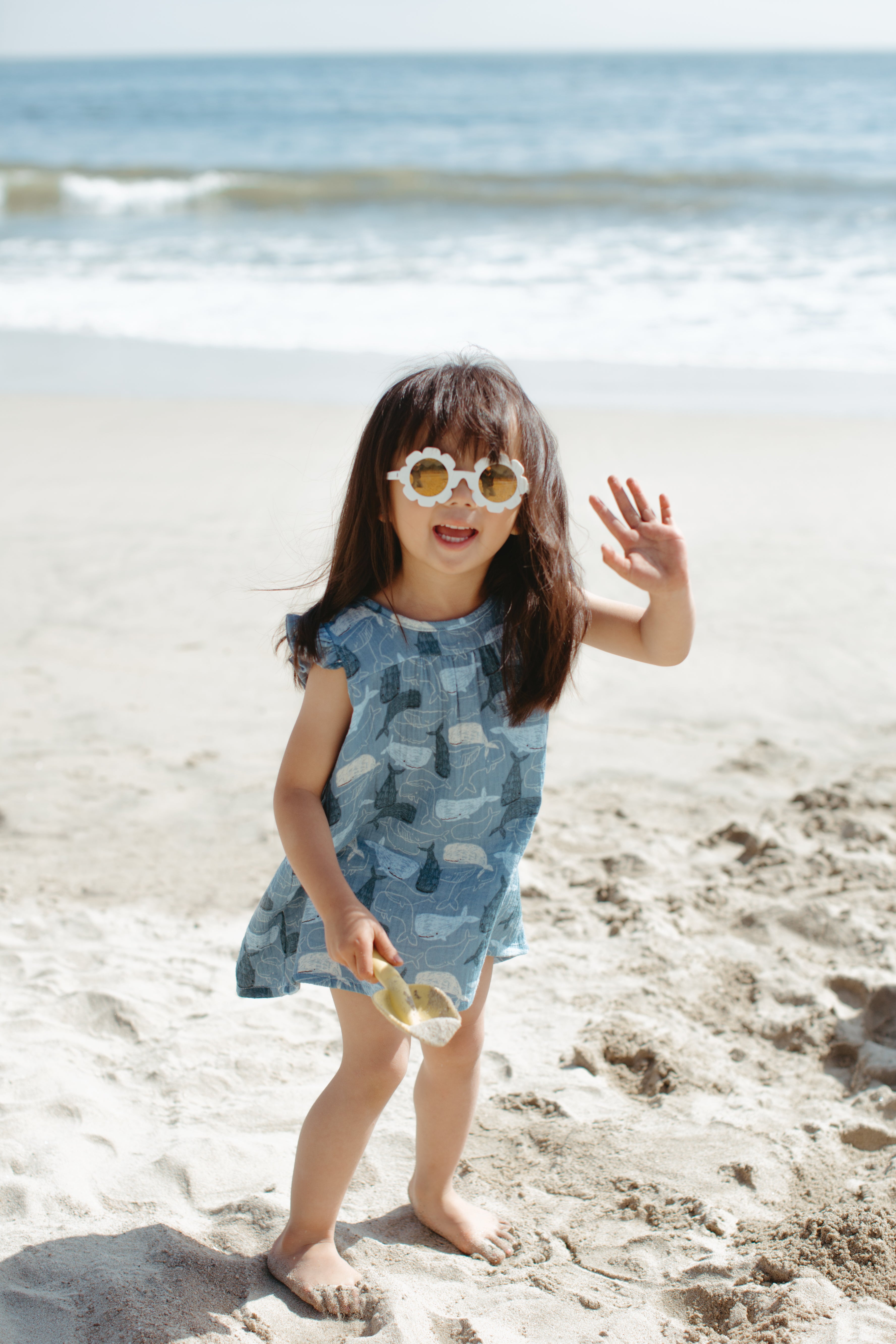 Muslin Flutter Sleeve Dress - Whale Tales