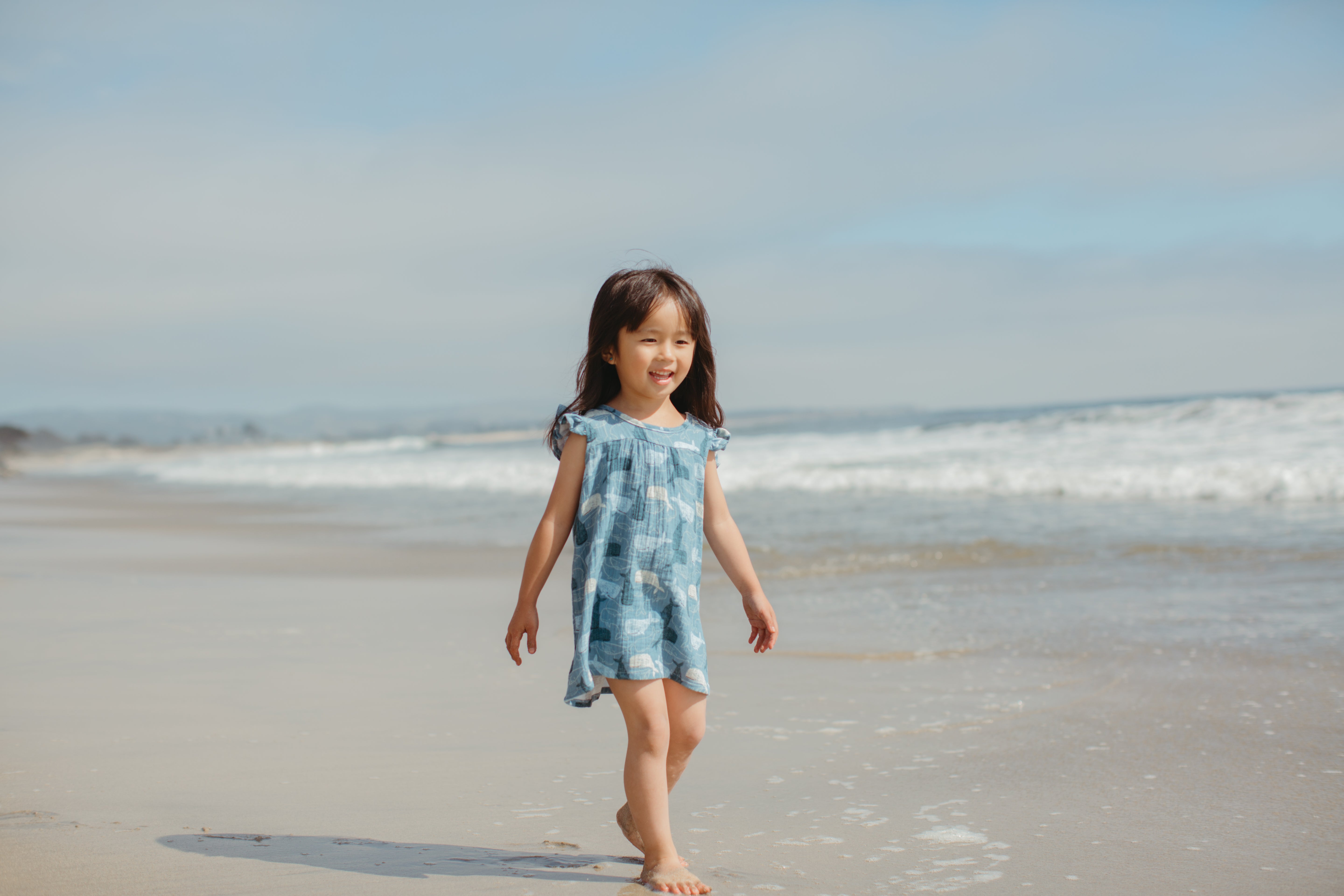 Muslin Flutter Sleeve Dress - Whale Tales