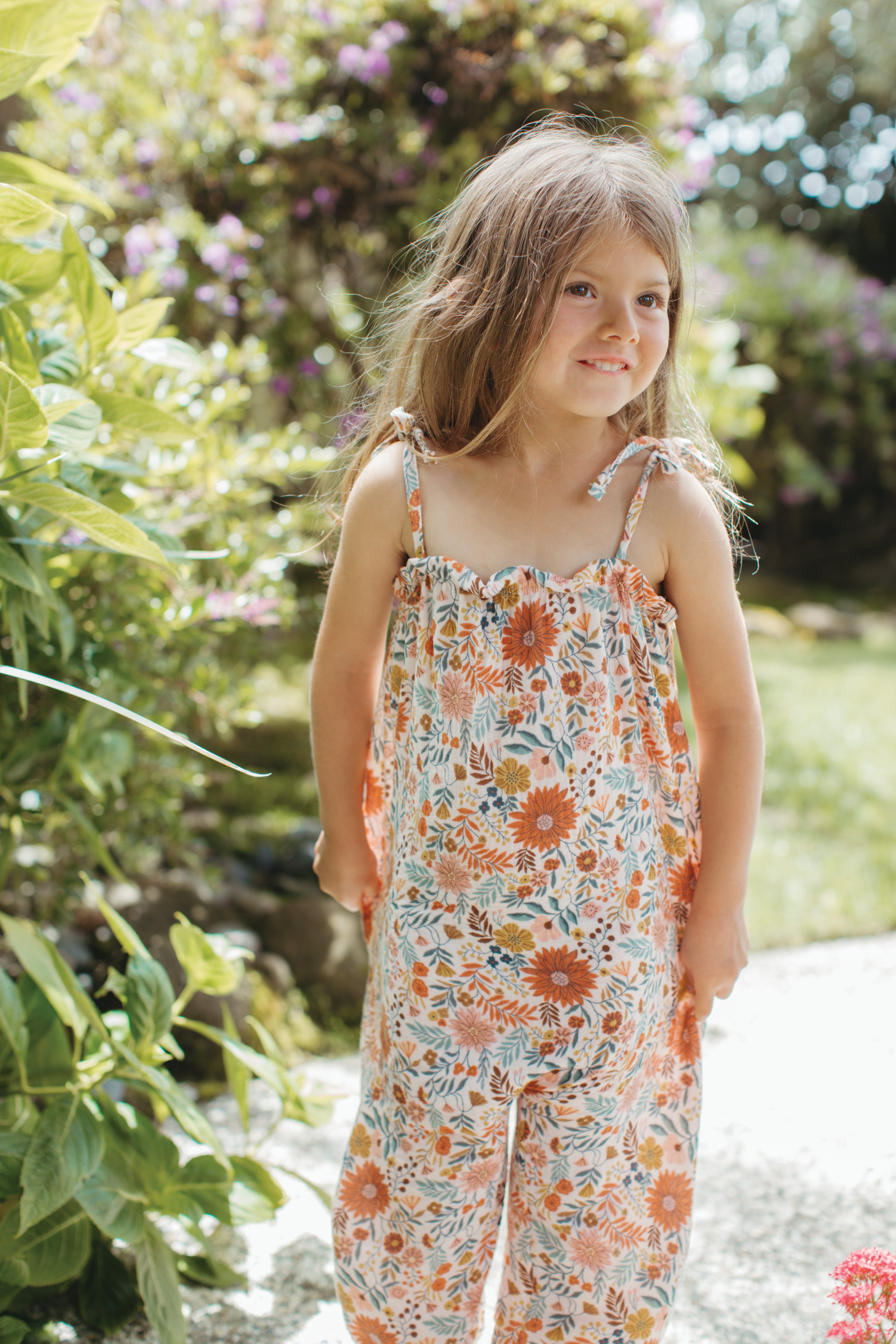 Muslin Tie Shoulder Jumpsuit - Zinnia Bloom