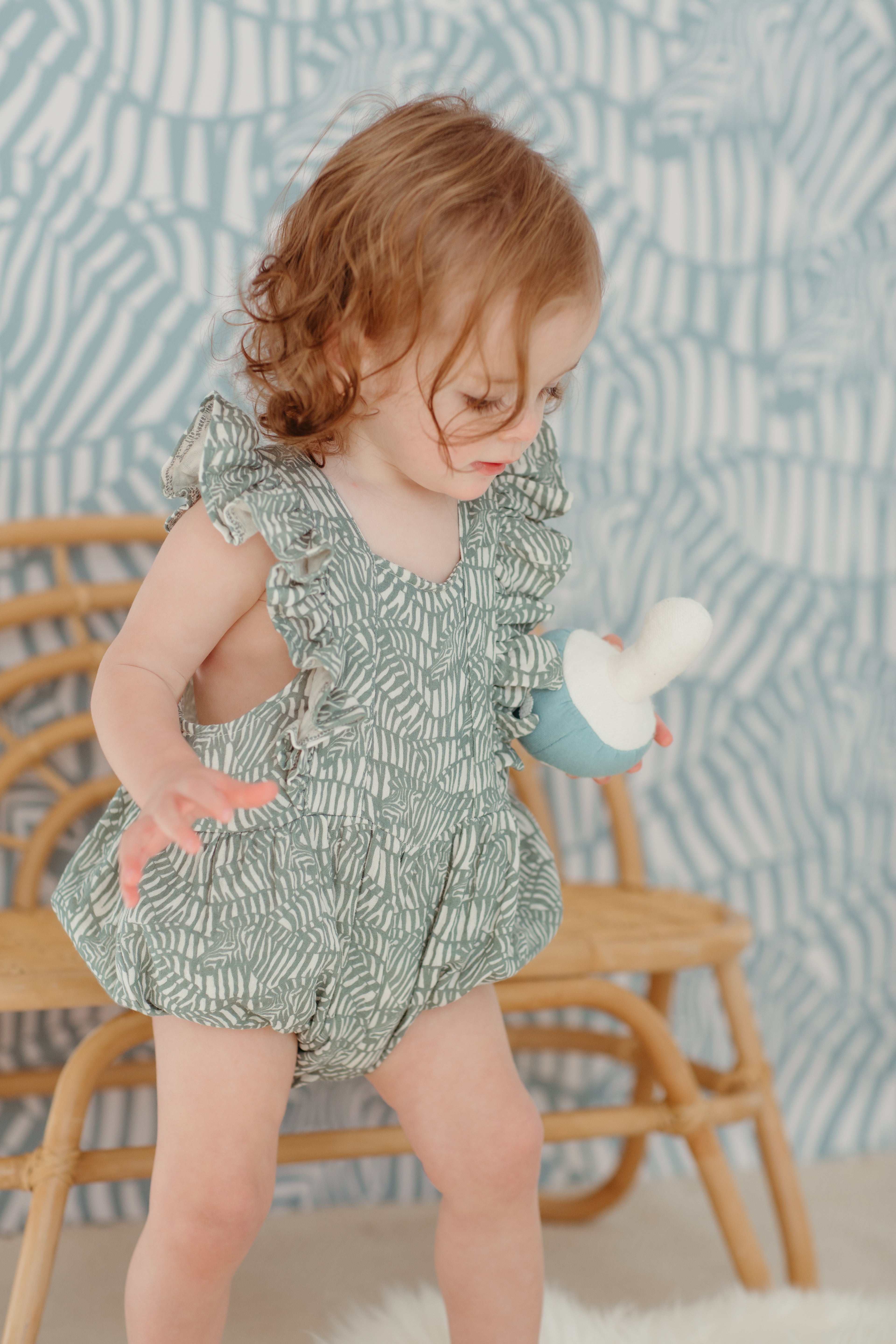 Muslin Flutter Sleeve Romper - Zebra Print
