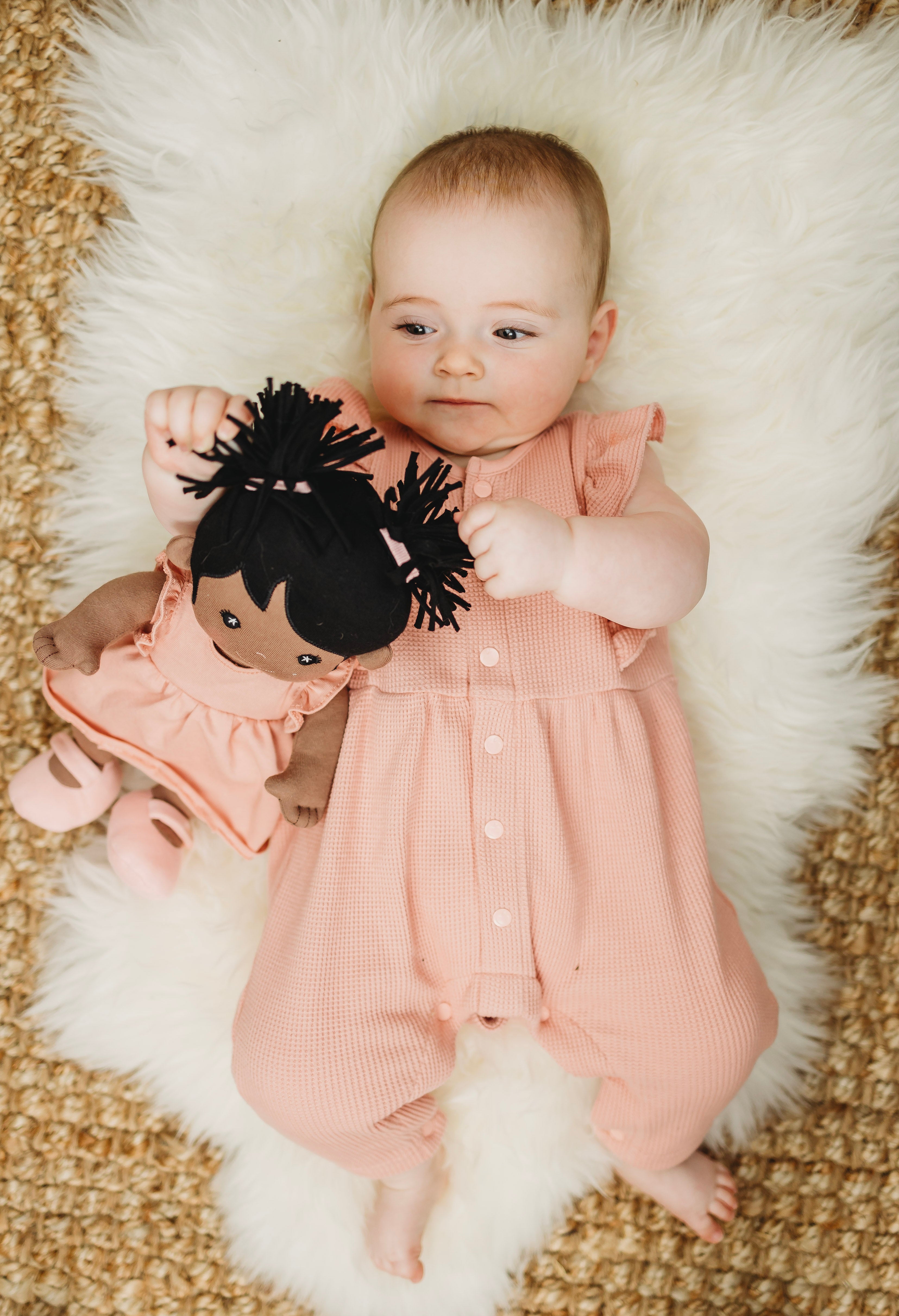 Waffle Ruffle Coverall - Dusty Rose
