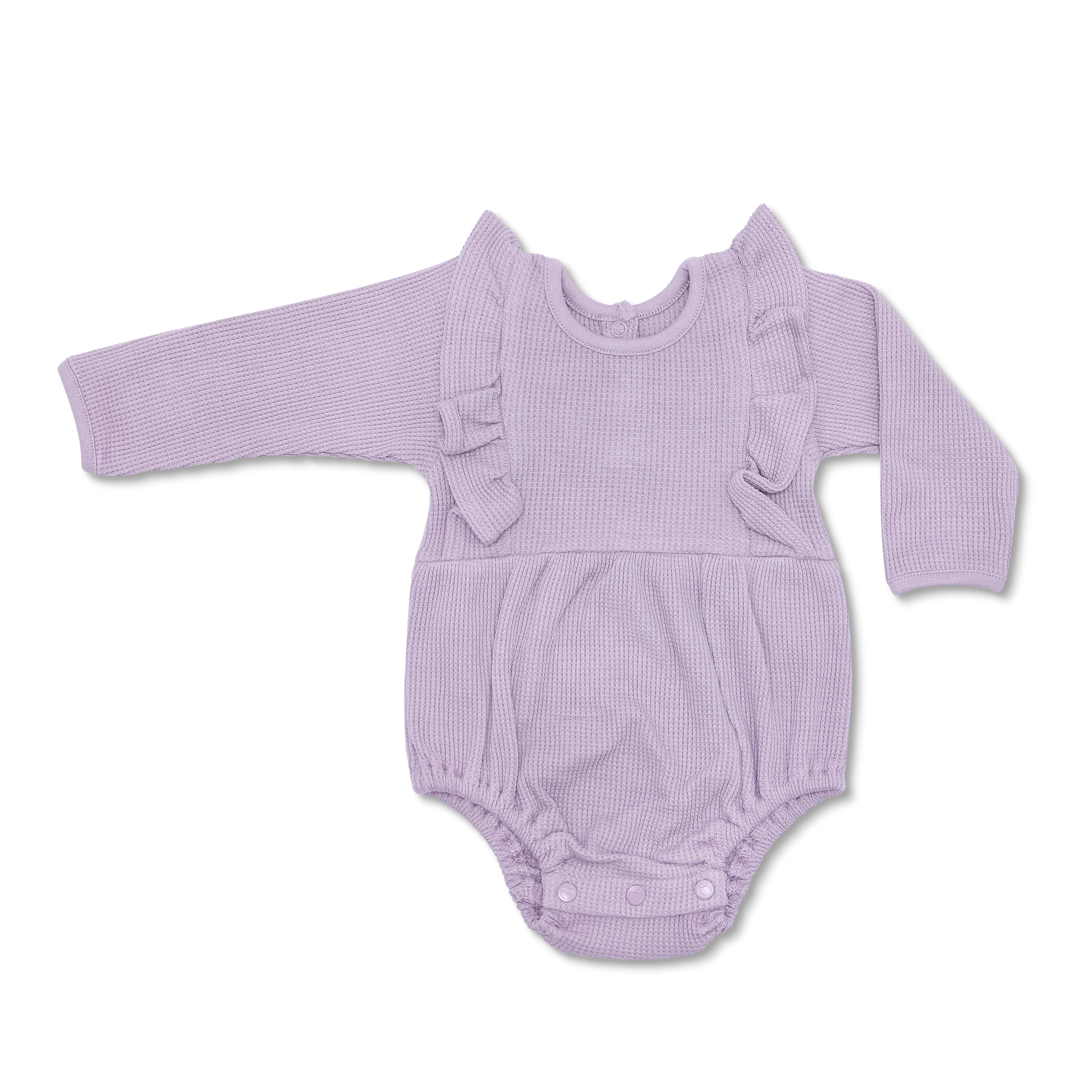 Waffle Long Sleeve Romper - Lavender