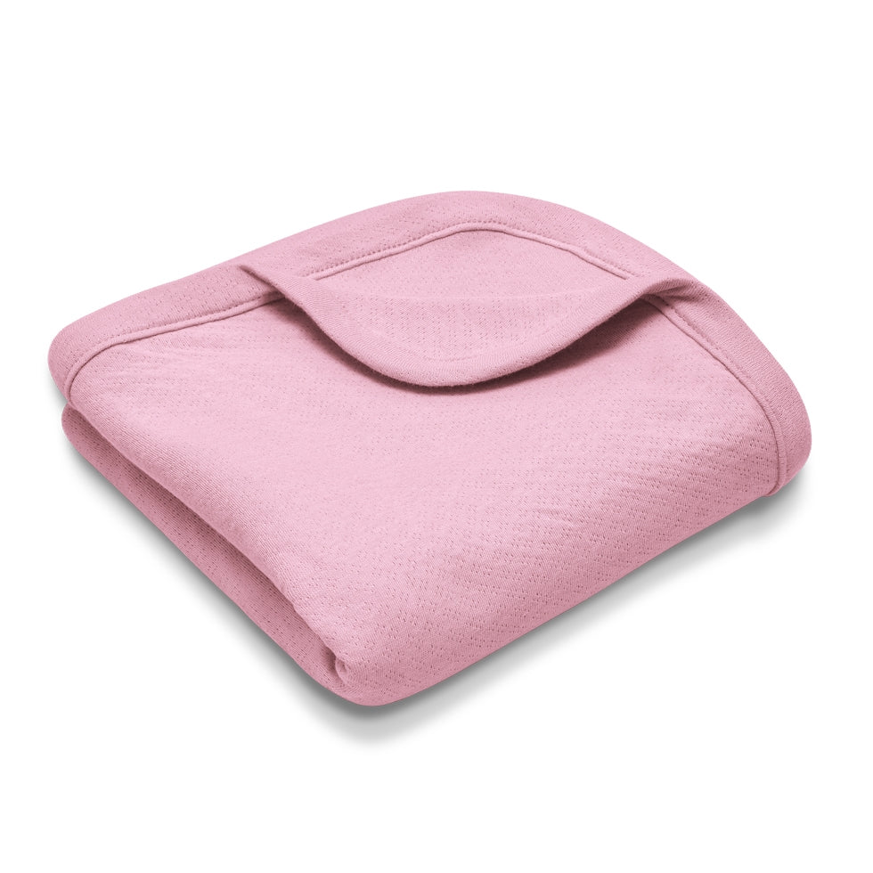 Organic Cotton Baby Blanket – Pink Pointelle