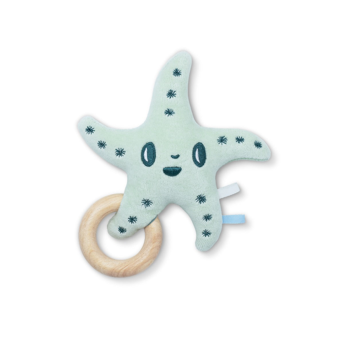 Teal Sea Star Teething Rattle