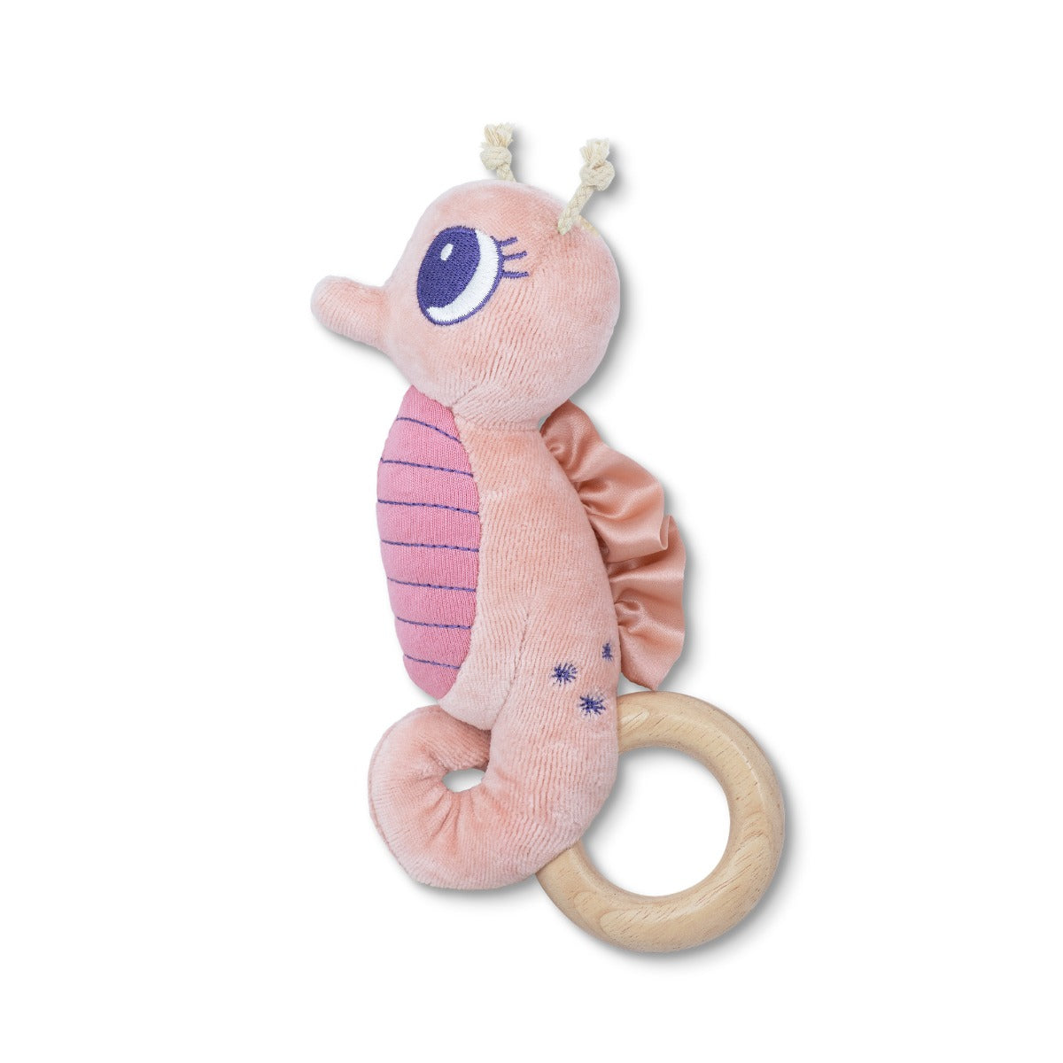 Pink Seahorse Teething Rattle